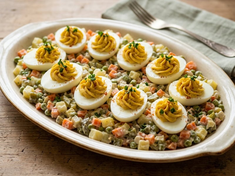 Classic Deviled Eggs with French Salad | Creamy Cold Platter