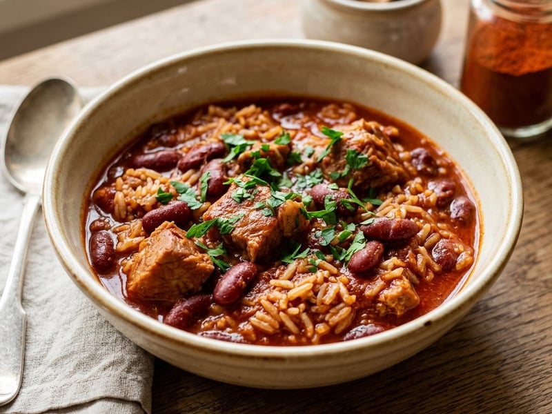 Bácska pork and rice with beans | Juicy Hungarian one-pot meal