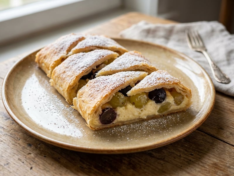 Grape and Curd Cheese Strudel | Crispy Autumn Pastry