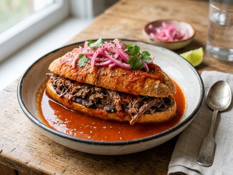 Mexican Beef Torta Ahogada | Juicy Street Sandwich