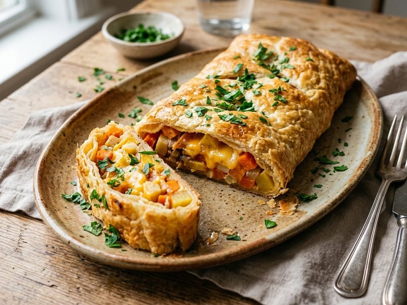 Leftover Cheesy Vegetable Strudel | Crispy Homemade Dish