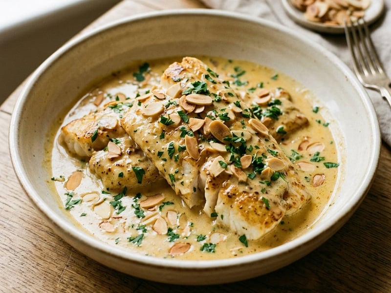 Spanish hake in almond sauce | Merluza en salsa de almendras