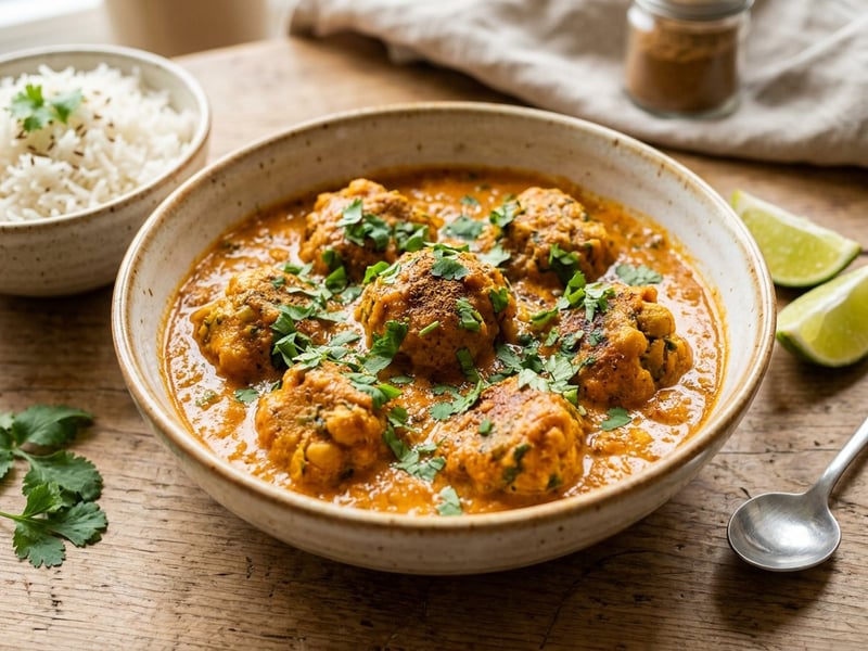 Indian chickpea kofta curry | Spiced baked balls in a creamy sauce