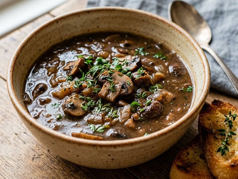 Burgundy Red Wine Mushroom Soup | Rich French Soup