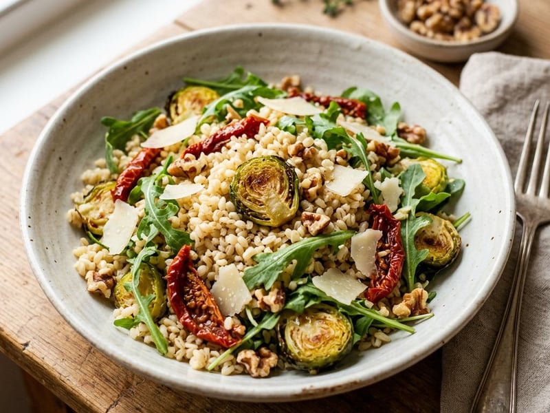 Tuscan Roasted Brussels Sprout Bulgur Salad | Italian Autumn Grain Bowl