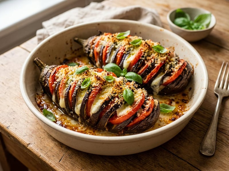 Italian Baked Eggplant Fan | Baked with Mozzarella