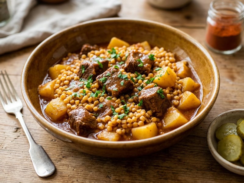 Tarhonyás marhahús | Omlós ragu pirított tarhonyával