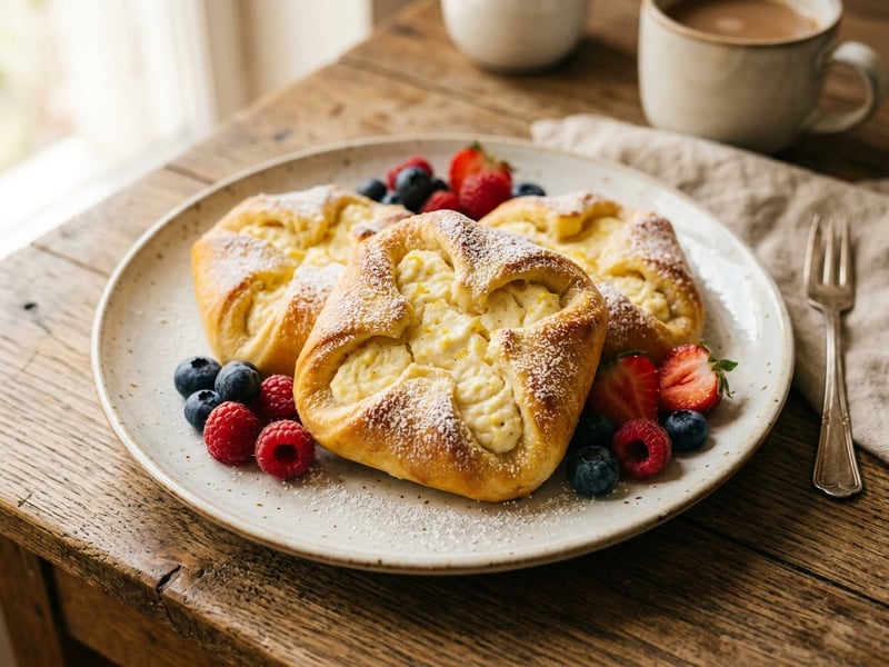 Old-fashioned curd cheese bundles | Soft yeast dough homemade breakfast