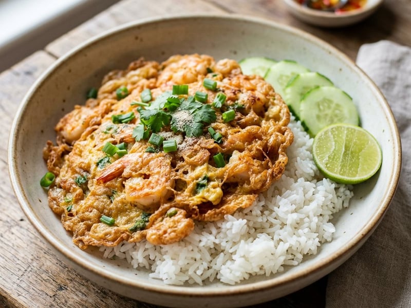 Khai Jiao Goong | Crispy Thai shrimp omelette