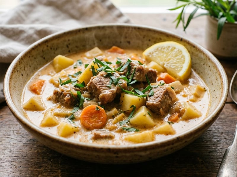 Tarragon pork and vegetable ragout with potatoes