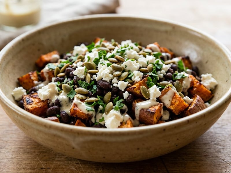 Middle Eastern Black Bean Salad | With Roasted Sweet Potatoes