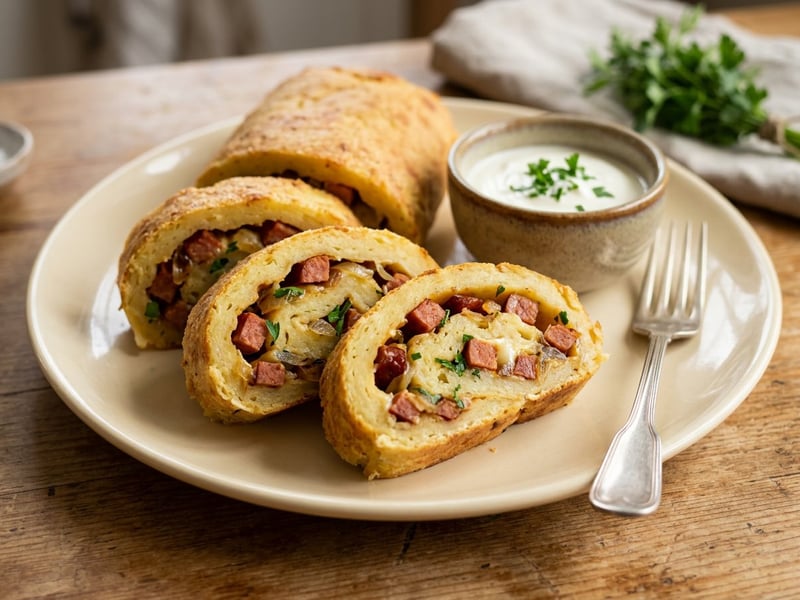 Hungarian-Style Baked Potato Roll | Homemade Sausage Delicacy