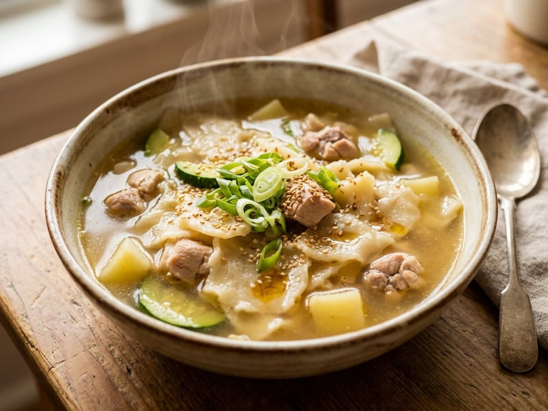 Korean Dak Sujebi | Hand-Torn Noodle Chicken Soup
