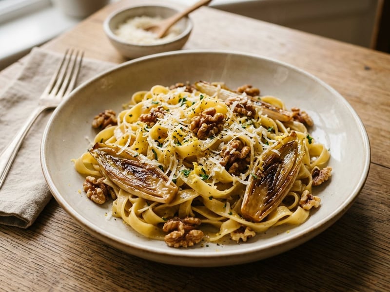 Caramelised Chicory Tagliatelle | Italian Pasta with Walnuts