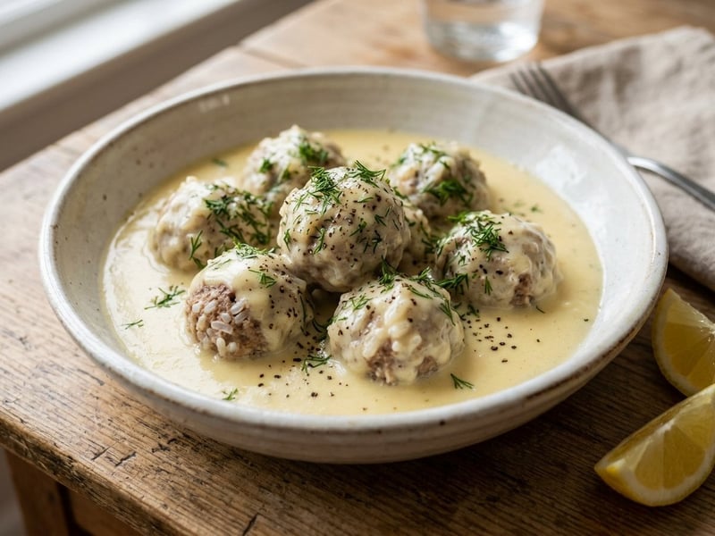 Greek Youvarlakia with Avgolemono Sauce | Silky Lemon Meatballs