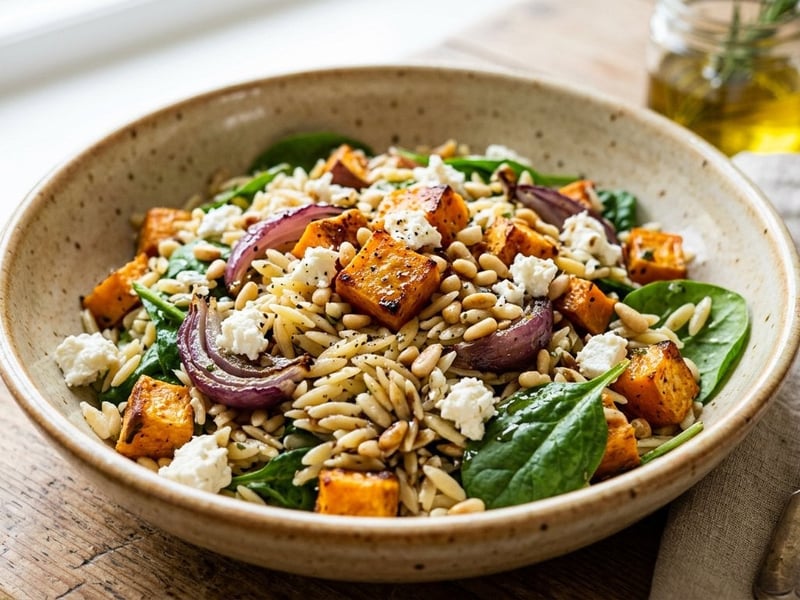 Italian Roasted Sweet Potato Orzo Salad | Colorful Autumn Grain Bowl