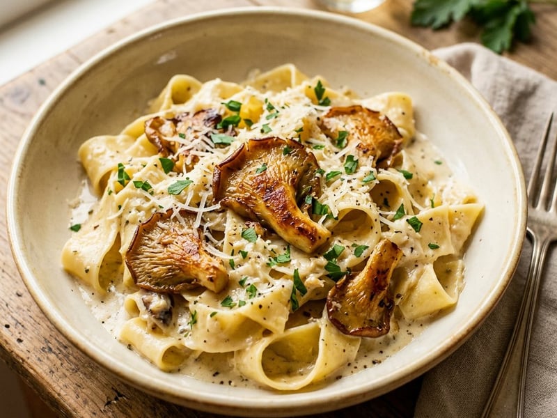 Laskagombás pappardelle | Krémes fehérboros olasz tészta