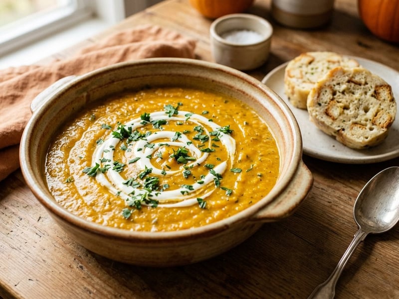 Pumpkin hunter's sauce with bread dumplings | Creamy autumn vegetable dish