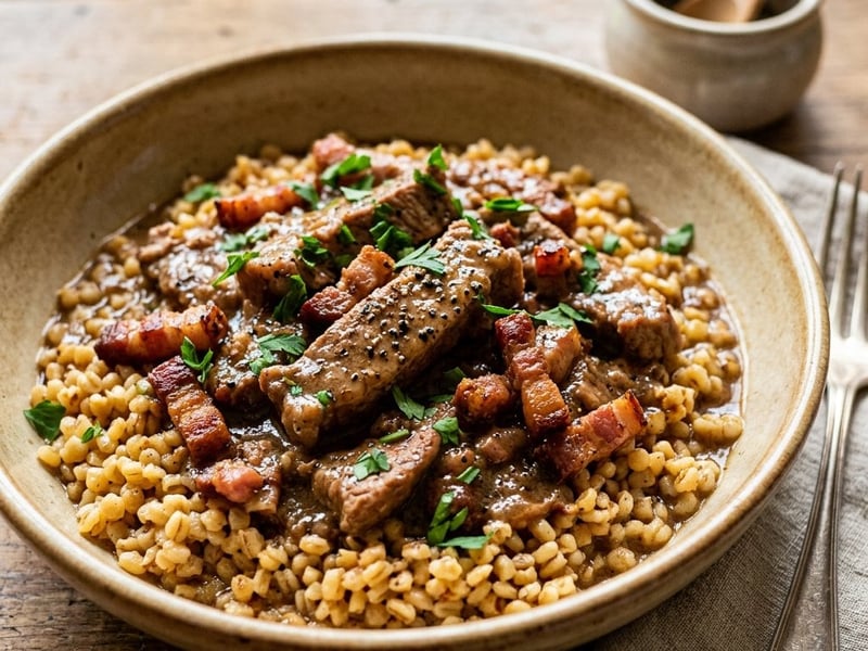 Peppered pork tokány with homemade tarhonya | Traditional juicy one-pot dish