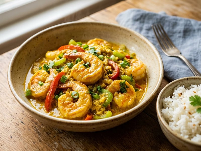 Goong Pad Pong Karee | Creamy Yellow Curry Shrimp