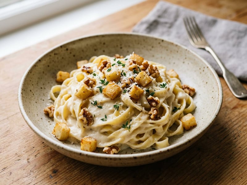 Krémes zelleres tagliatelle | Ropogós pirított dióval