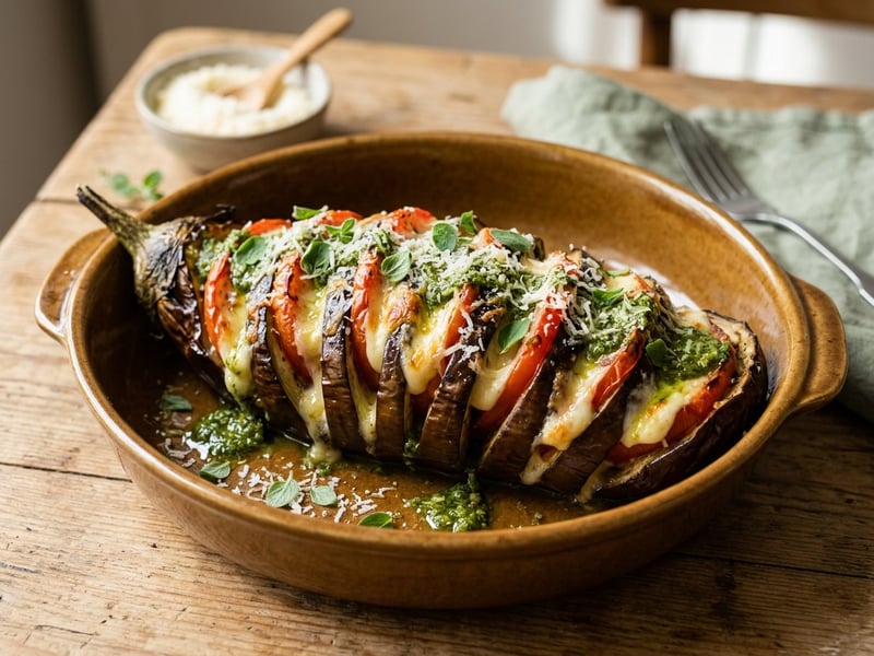 Mediterranean Eggplant Fan | Juicy Traybake Dinner