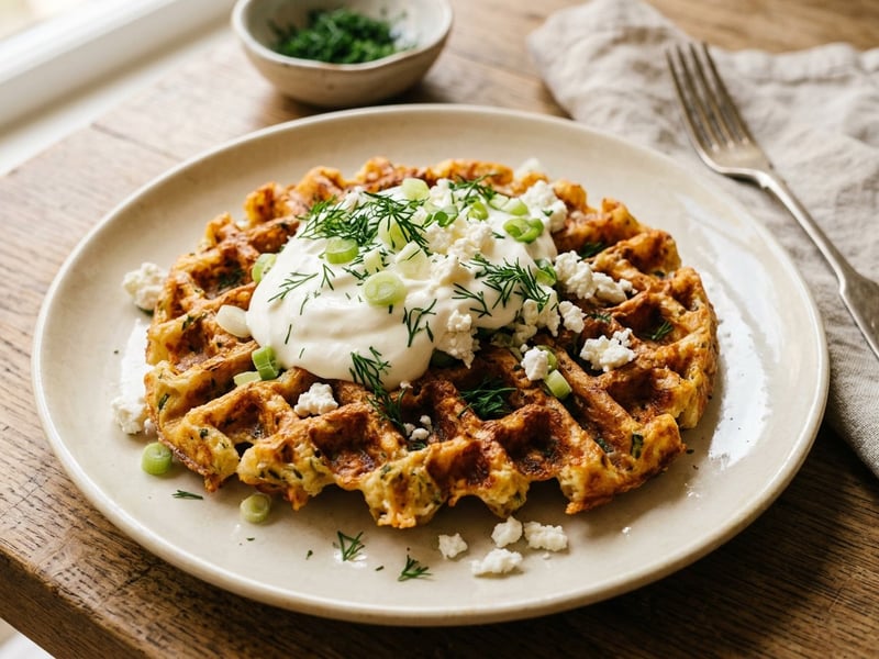 Savoury sheep curd waffles | Crispy Hungarian brunch