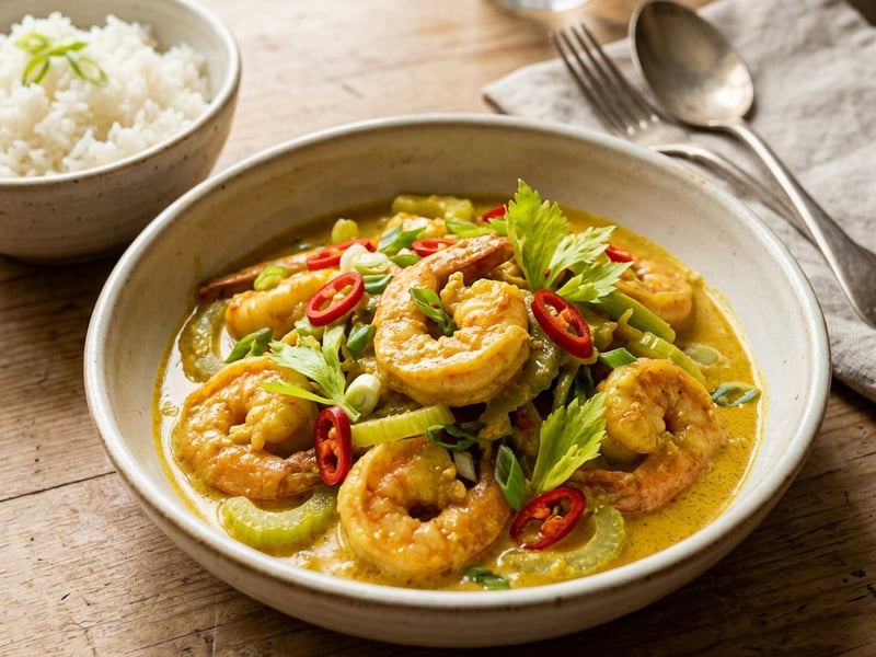 Goong Pad Pong Karee | Thai Yellow Curry Shrimp