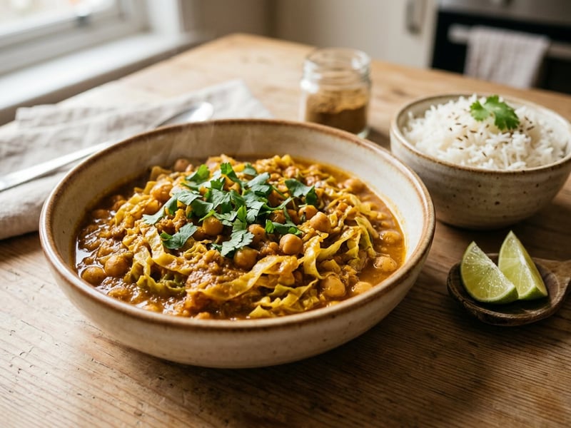 Savoy Cabbage and Chickpea Curry | Spiced Indian One-Pot