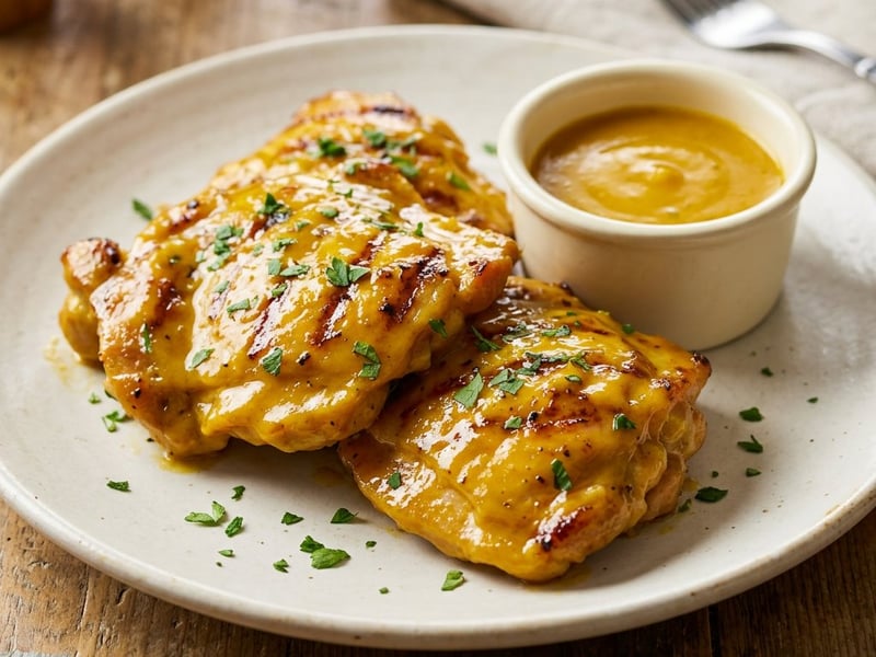 Carolina Gold BBQ Chicken Thighs | With Smoky Mustard Glaze