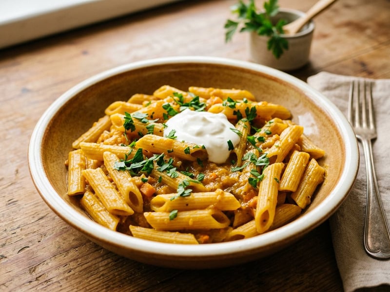 Maradékmentő vadas zöldségragu penne tésztával