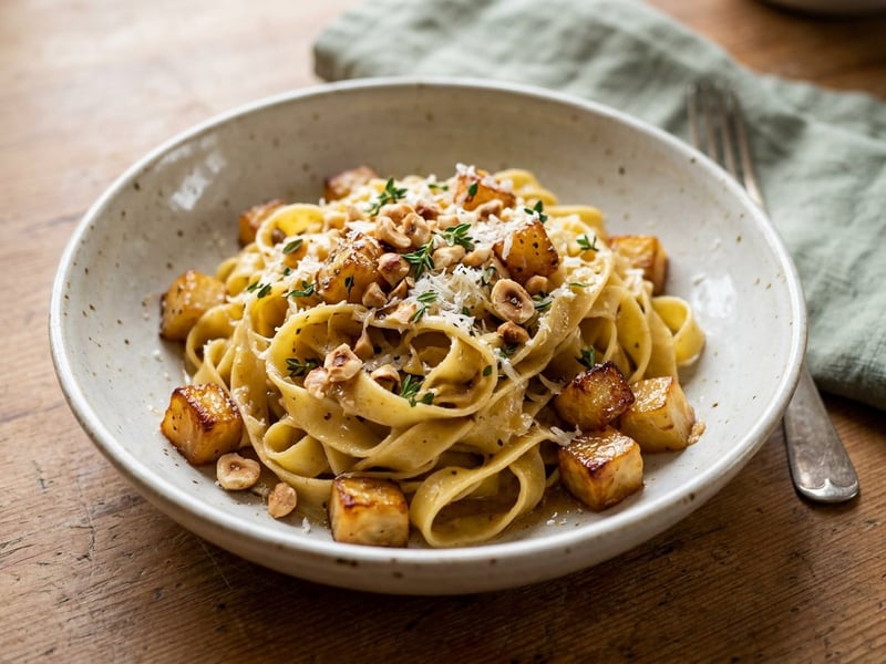 Karamellizált zelleres tagliatelle | Olasz tészta mogyoróval