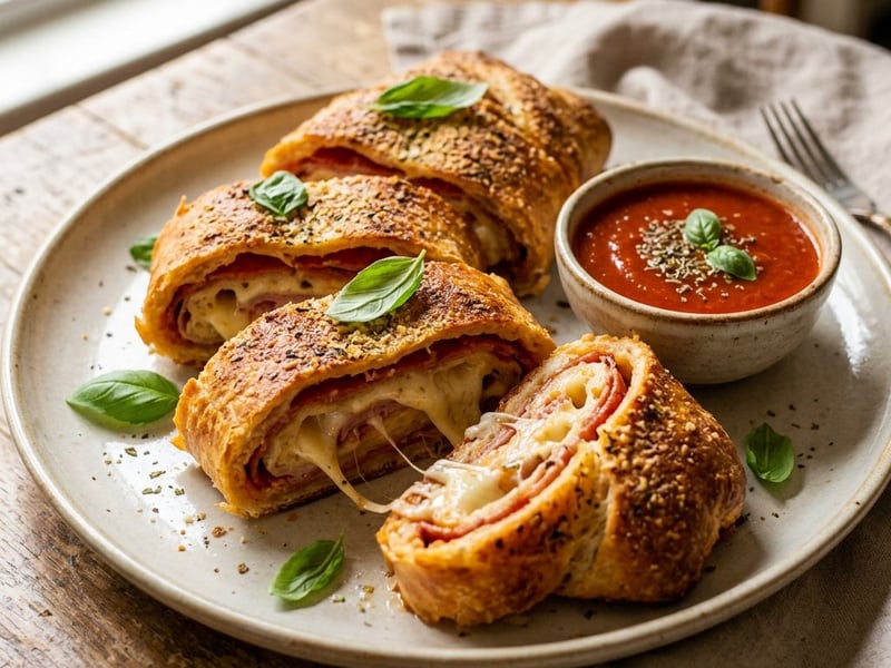 Olasz sajtos stromboli | Ropogós házi pizzatekercs