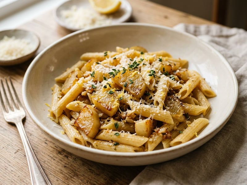 Karamellizált karalábés penne | 20 perces olasz tészta