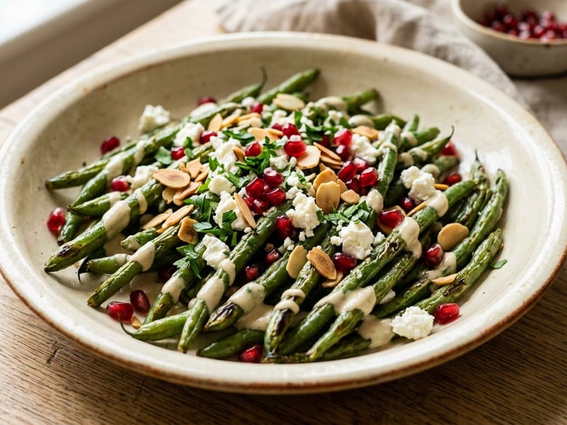 Middle Eastern Roasted Green Bean Salad | With Tahini and Feta