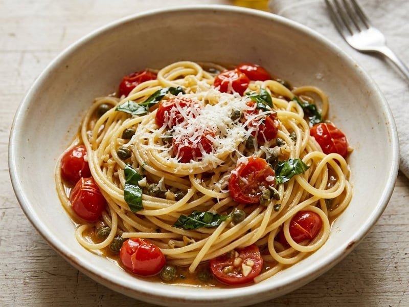 Tomato and Caper Spaghetti | 15-Minute Italian Vegetable Pasta