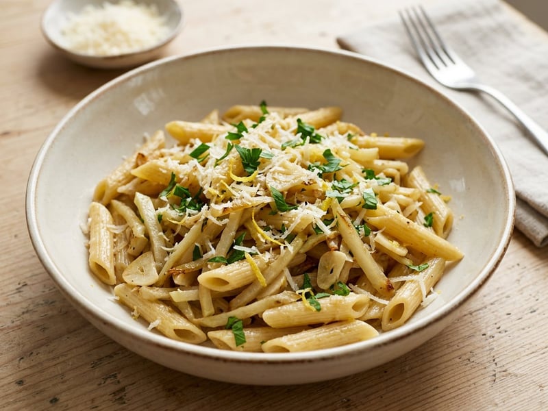 Lemon Kohlrabi Penne | 20-Minute Garlic Italian Pasta