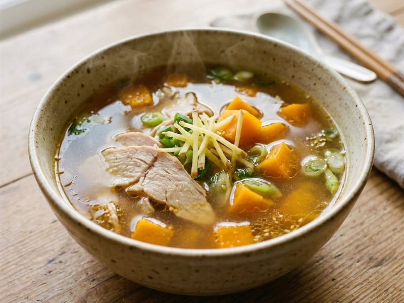 Asian Ginger-Pumpkin Turkey Soup | Warming Autumn Recipe