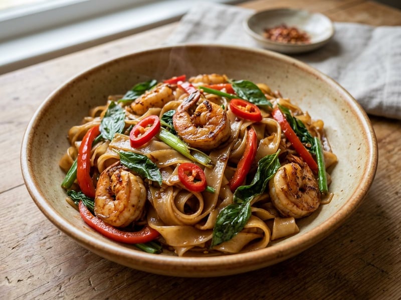 Pad Kee Mao garnélával | Pikáns thai részeges tészta