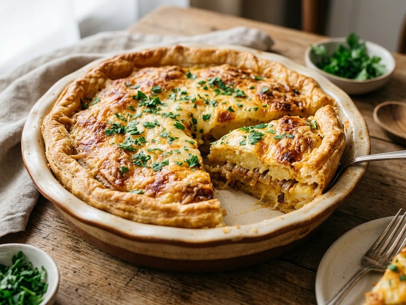 Hungarian-Style Baked Potato Pie | Flaky Rustic Onion Pie