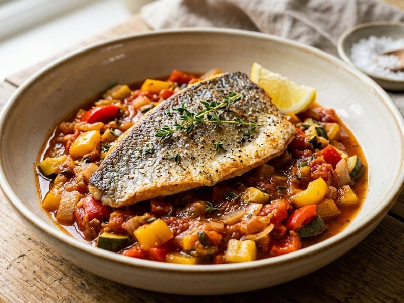 Crispy Skin Gilthead Seabream | With Spanish Pisto Manchego