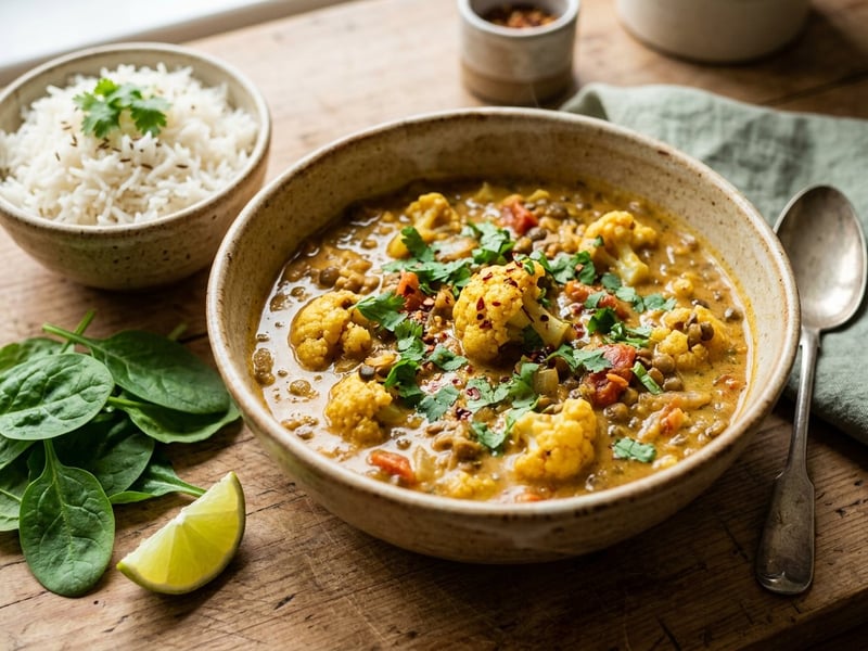 Cauliflower and brown lentil curry | Fragrant Indian one-pot