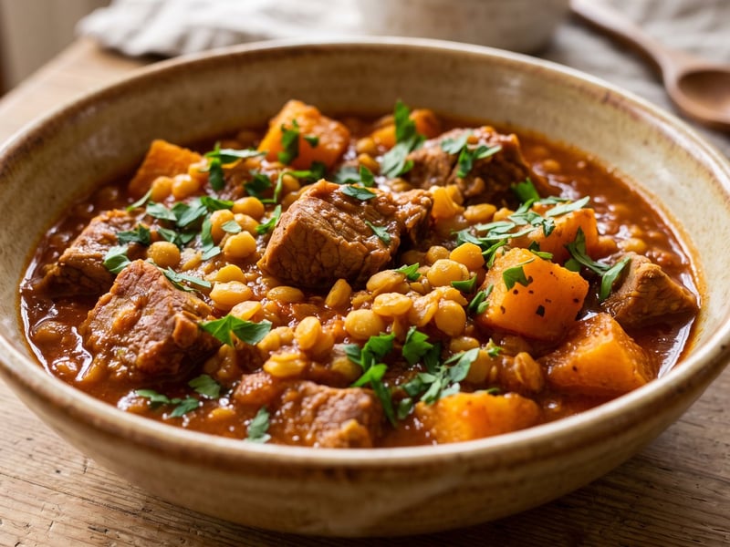 Pork Stew with Yellow Split Peas and Pumpkin | Hearty Autumn One-Pot Meal