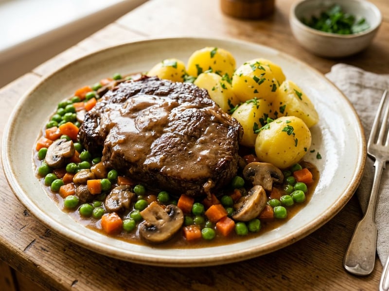 Gardener's Style Braised Beef Steak | Tender beef steaks with garden vegetables
