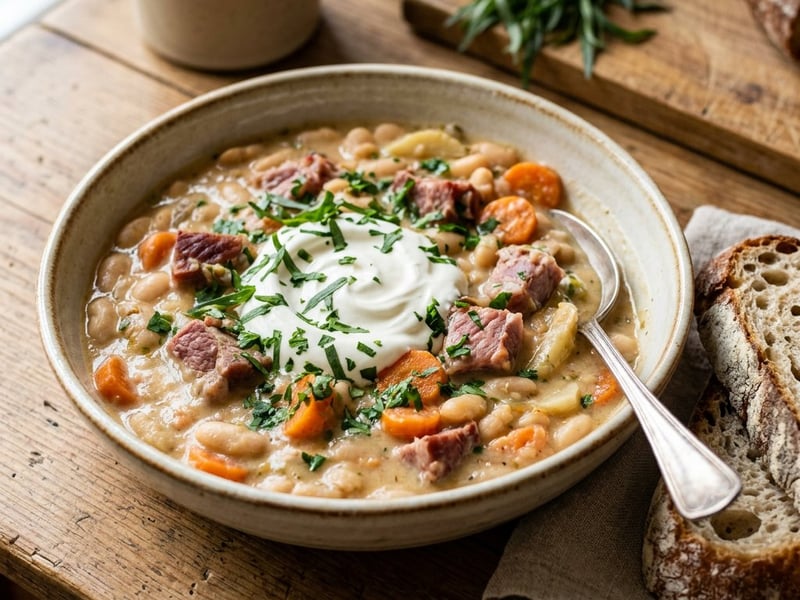 Tarragon White Bean Stew with Smoked Pork Collar | Hearty Autumn One-Pot Meal
