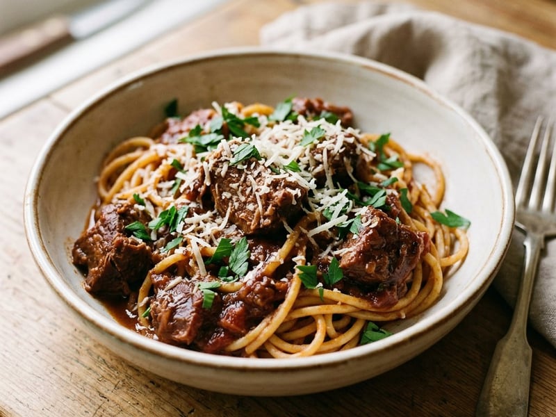 Corfu Pork Pastitsada | Tender Spiced Ragù with Pasta