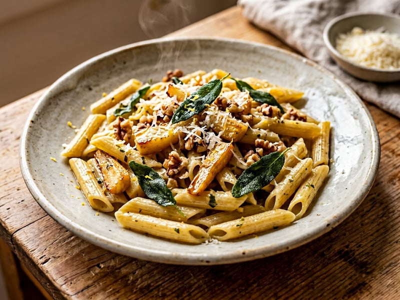 Caramelised Parsnip Penne | Quick Autumn Pasta