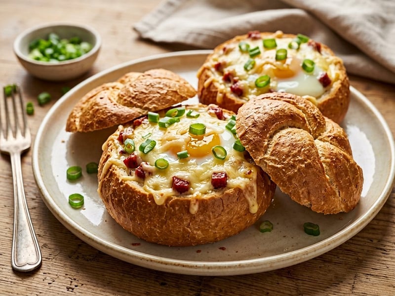 Sütőben sült magyaros töltött zsemle | Krémes sajtos brunch
