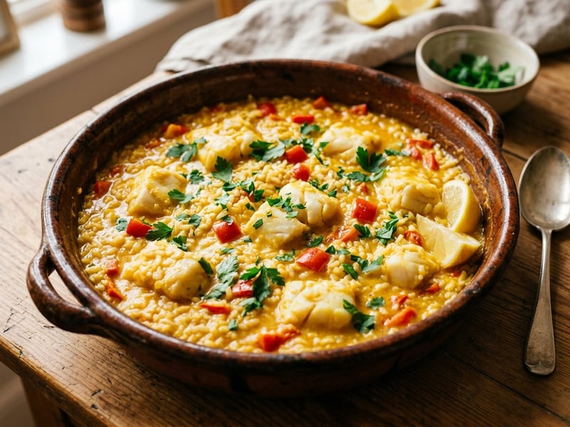 Spanyol szaftos halas rizs sáfránnyal | Arroz meloso de pescado