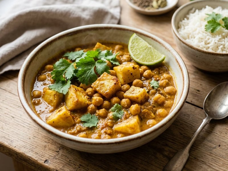 Sült zelleres csicseriborsó curry | Fűszeres őszi egytál